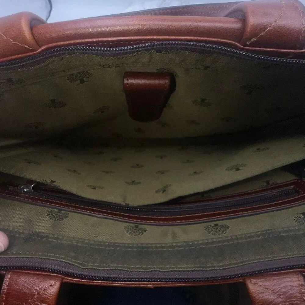 LITCHI Brown Leather Briefcase